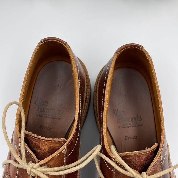 ALLEN Edmonds BRUCE Chestnut Tan Leather Shoes Mens 7 D - Picture 4 of 8